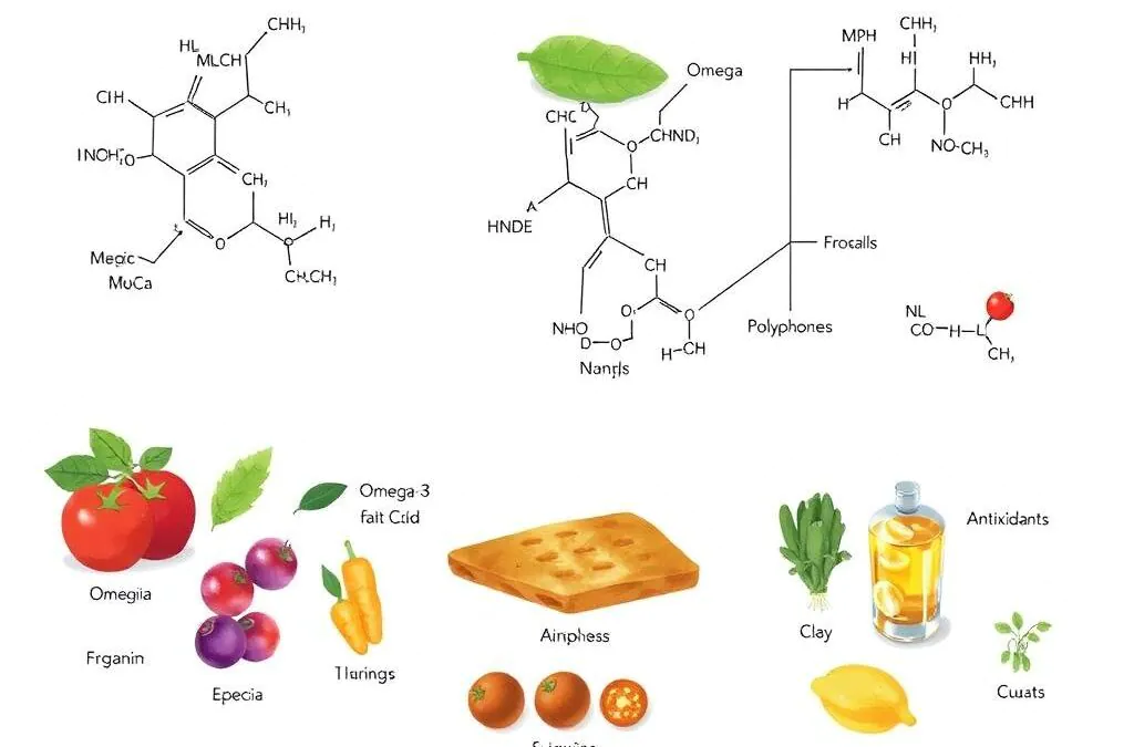 Molecular structure of anti-inflammatory compounds in Mediterranean foods