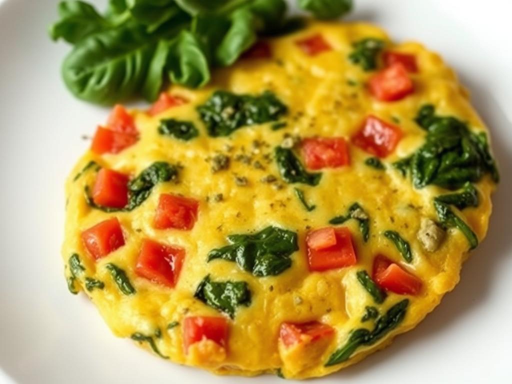 Spinach & Egg White Frittata on a white plate with fresh herbs Spinach & Egg White Frittata on a white plate with fresh herbs
