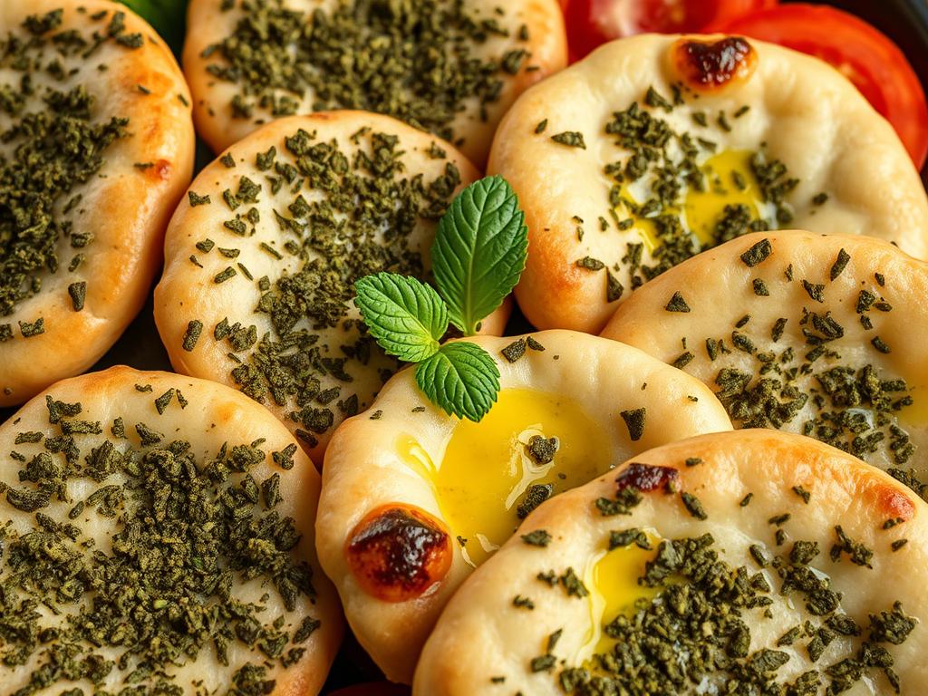 Lebanese za'atar manakish flatbreads fresh from the oven Lebanese za'atar manakish flatbreads fresh from the oven
