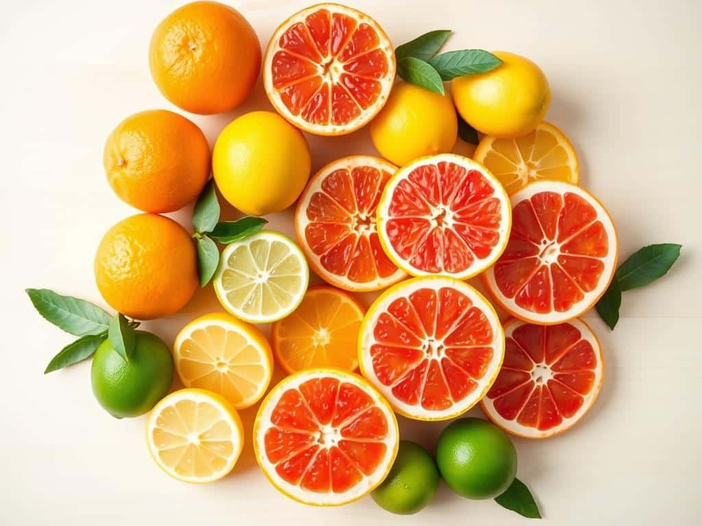 Assortment of citrus fruits including oranges, lemons, grapefruits, and limes to boost immune system naturally Assortment of citrus fruits including oranges, lemons, grapefruits, and limes to boost immune system naturally