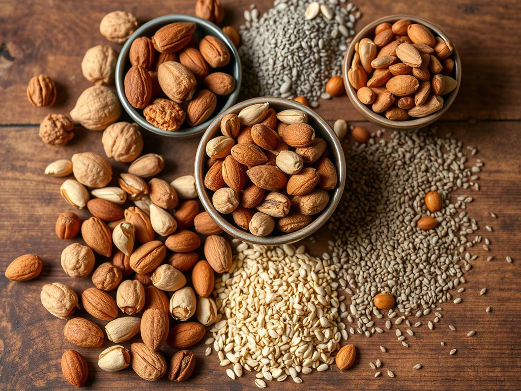 Assortment of nuts and seeds that help reduce blood pressure