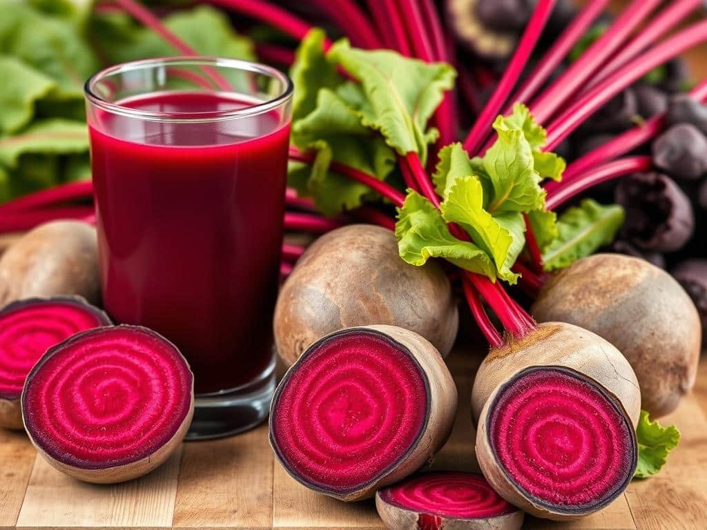 Fresh beets and beet juice that help reduce blood pressure with food