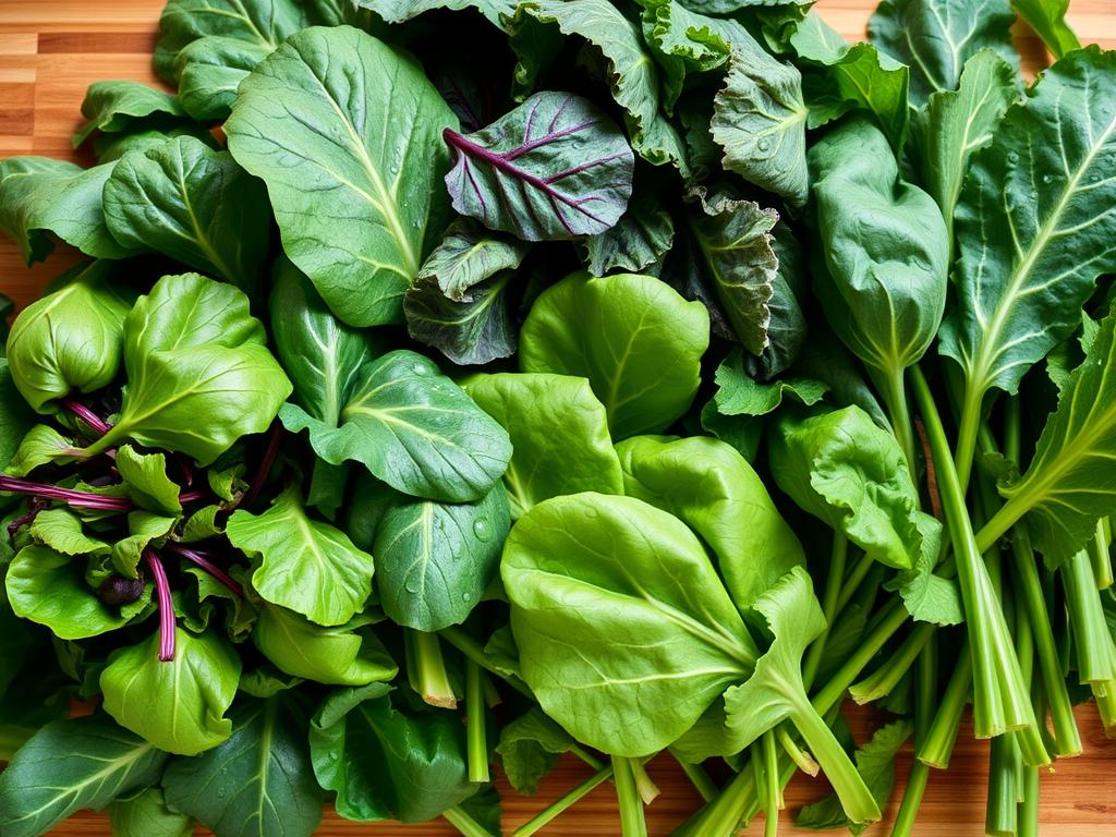 Fresh leafy green vegetables that help reduce blood pressure with food