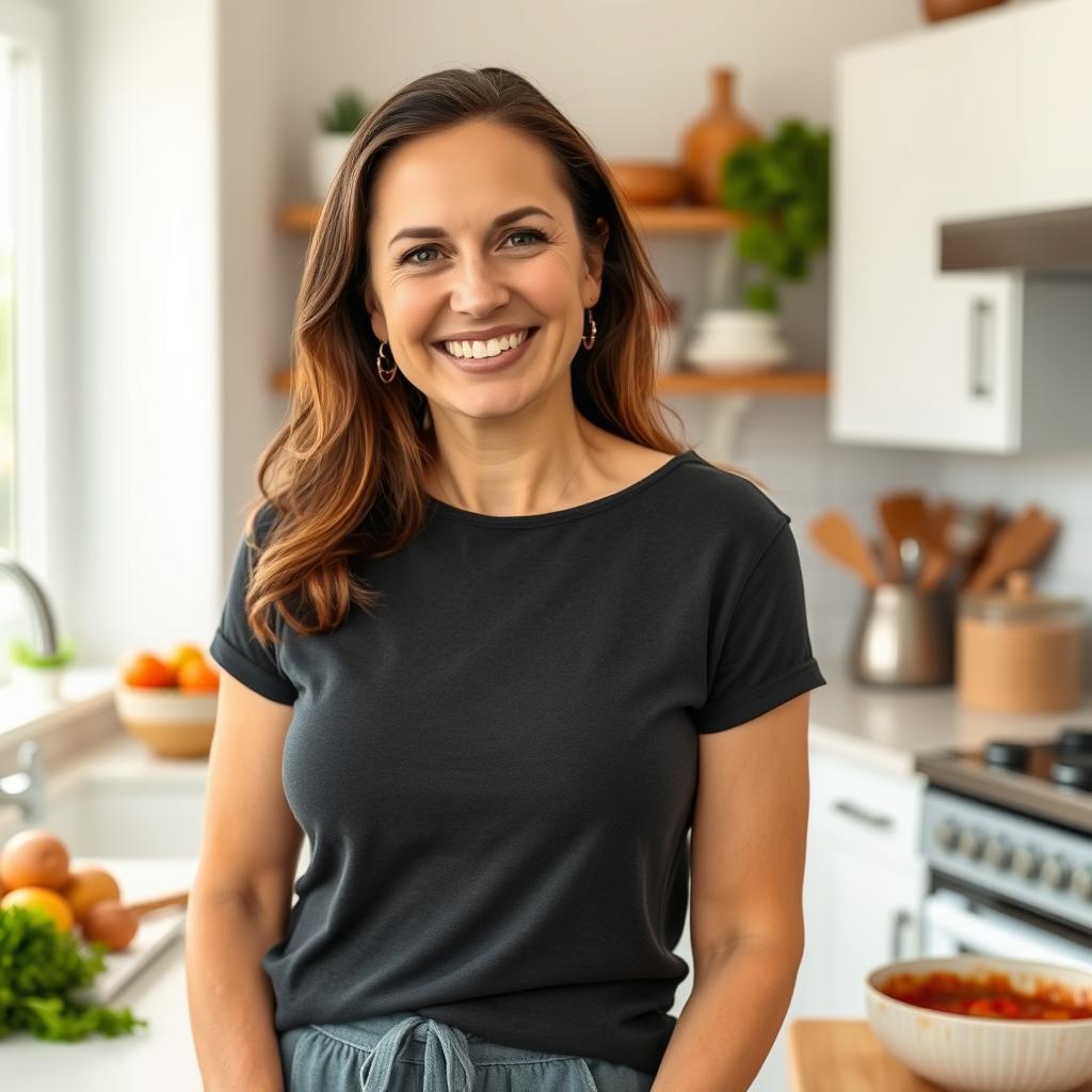 Woman smiling after successfully completing Mediterranean diet maintenance program Woman smiling after successfully completing Mediterranean diet maintenance program