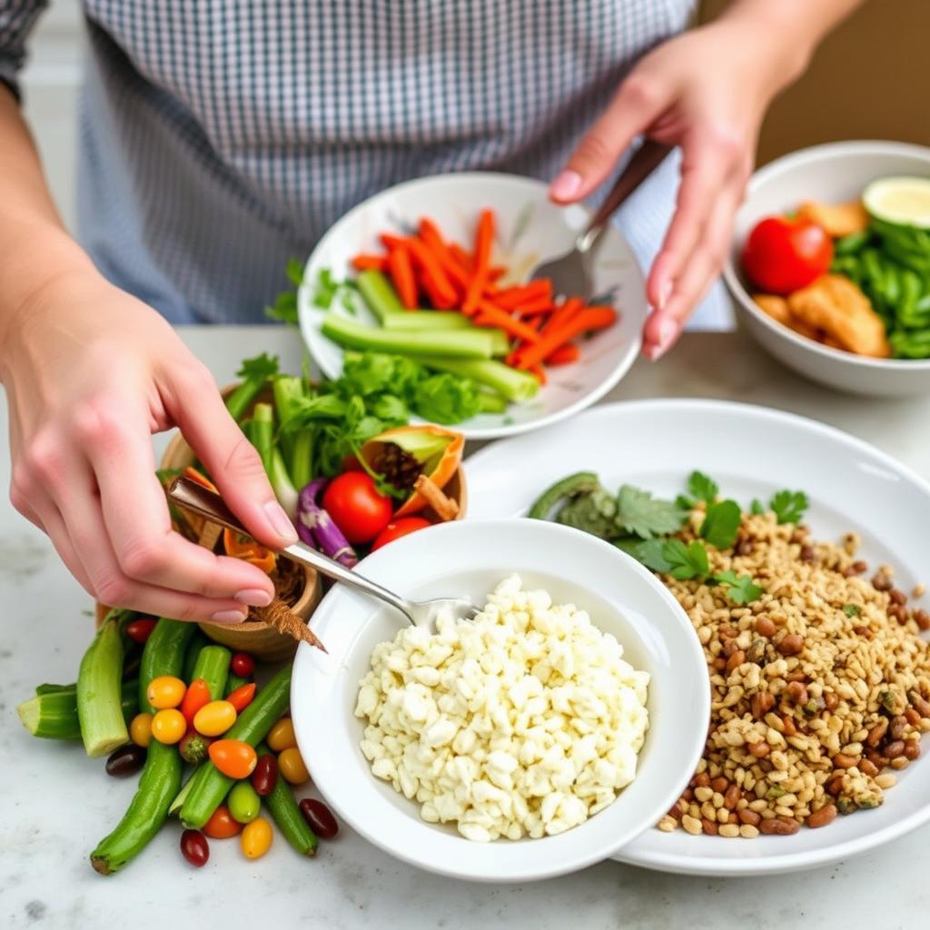 Person gradually transitioning to Green Mediterranean diet by adding more plant foods