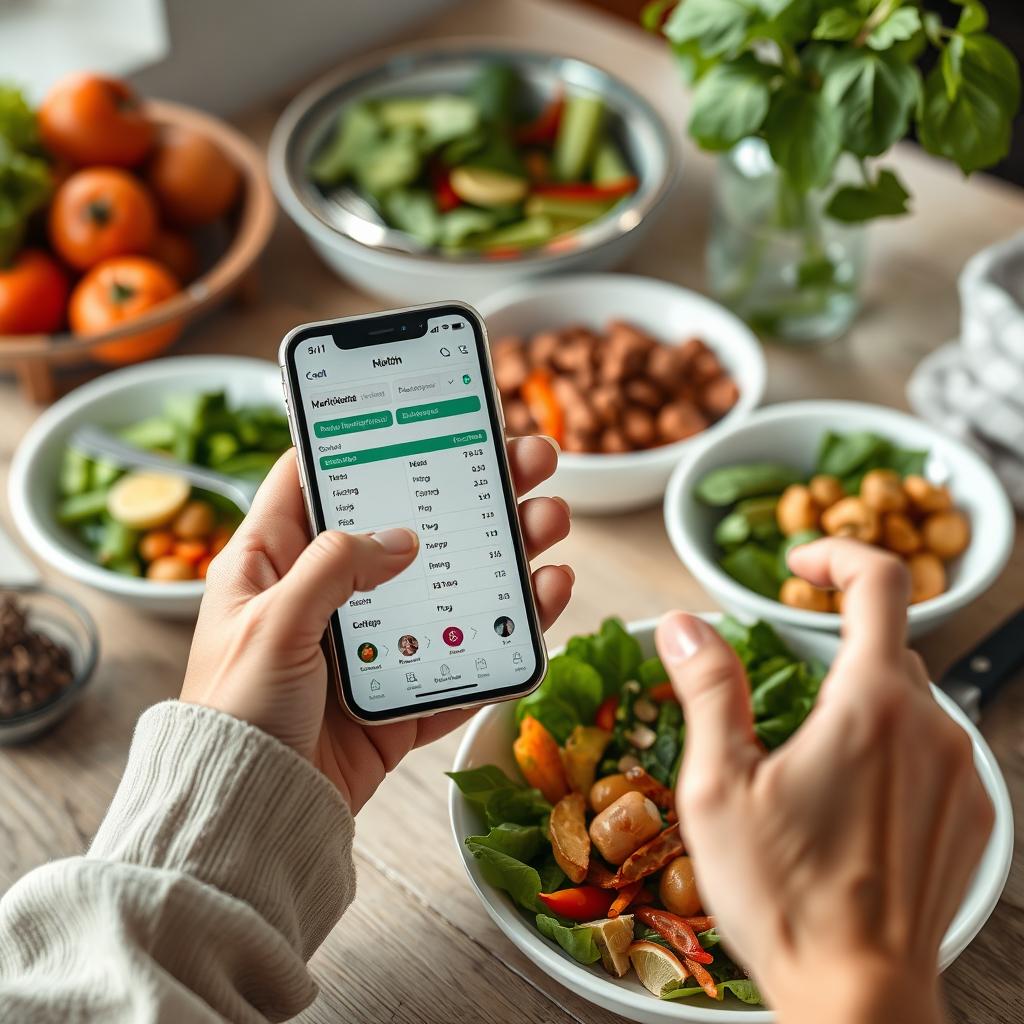 Person tracking nutrient intake while following Green Mediterranean diet