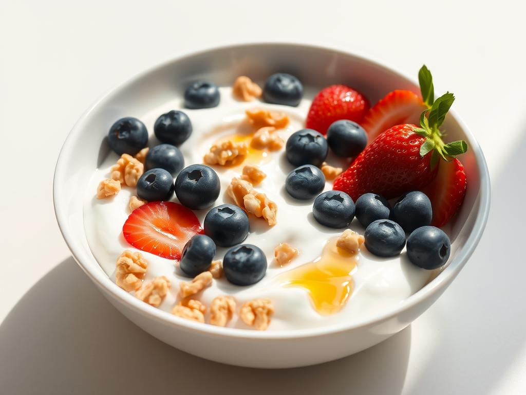 Greek yogurt bowl with berries and walnuts for heart health Greek yogurt bowl with berries and walnuts for heart health