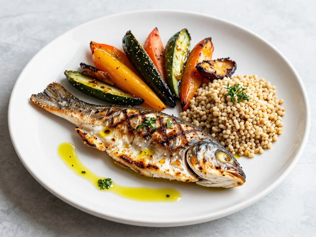 A plate following the insulin resistance diet principles with balanced macronutrients