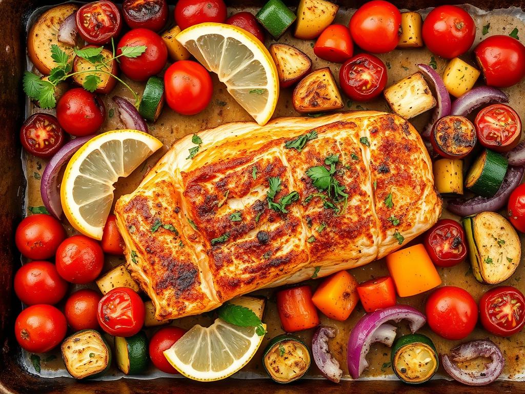 One-Pan Mediterranean Salmon with vegetables
