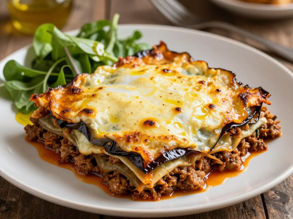 Homemade Greek Moussaka made with insulin-friendly ingredients Homemade Greek Moussaka made with insulin-friendly ingredients