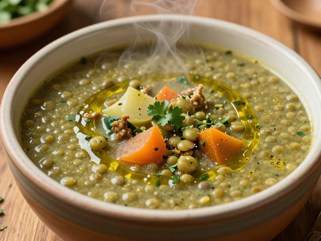 Mediterranean gut-healing soup in bowl Mediterranean gut-healing soup in bowl