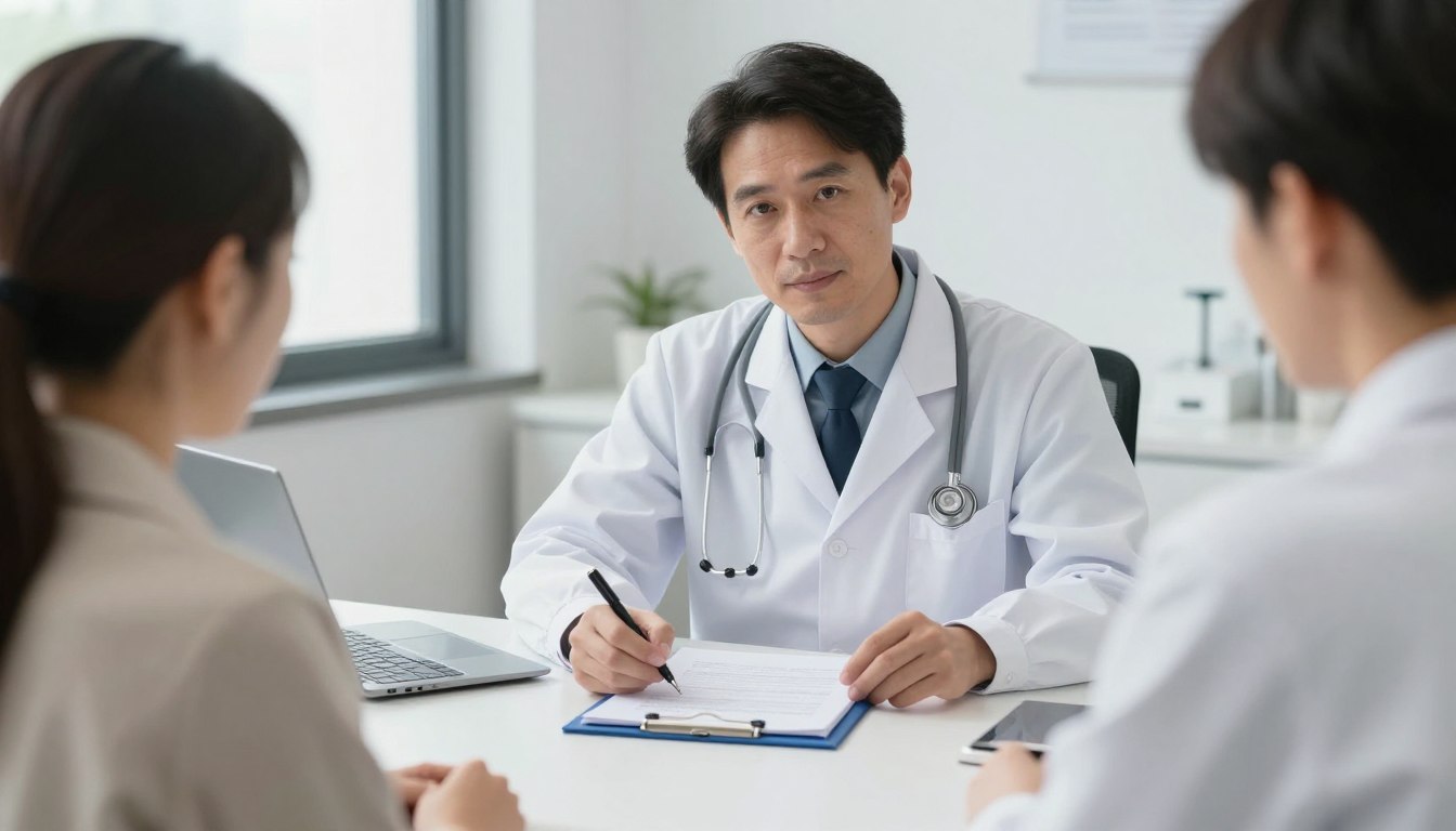 Patient consulting with gastroenterologist Patient consulting with gastroenterologist