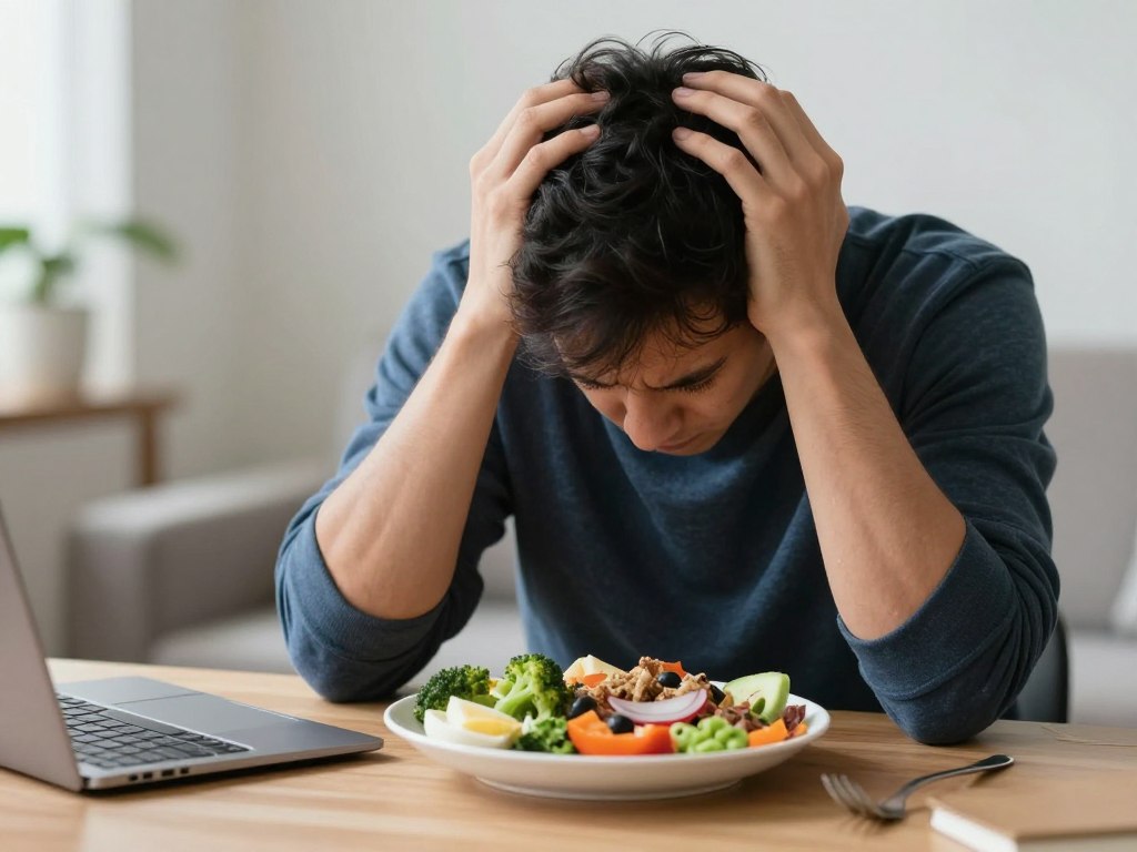 Person experiencing fatigue from insulin resistance despite following a diet Person experiencing fatigue from insulin resistance despite following a diet