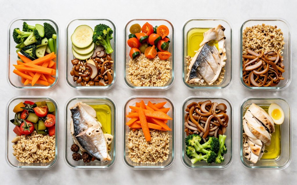 Seven-day Mediterranean meal plan layout for gout management