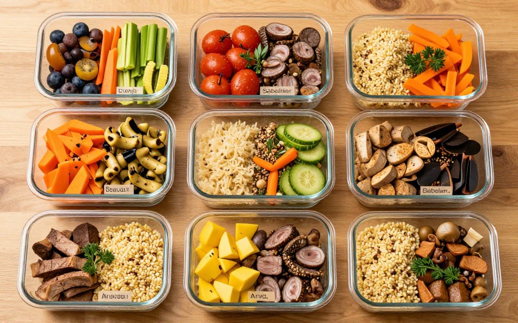 Seven days of Mediterranean meals arranged for meal prep and thyroid health Seven days of Mediterranean meals arranged for meal prep and thyroid health