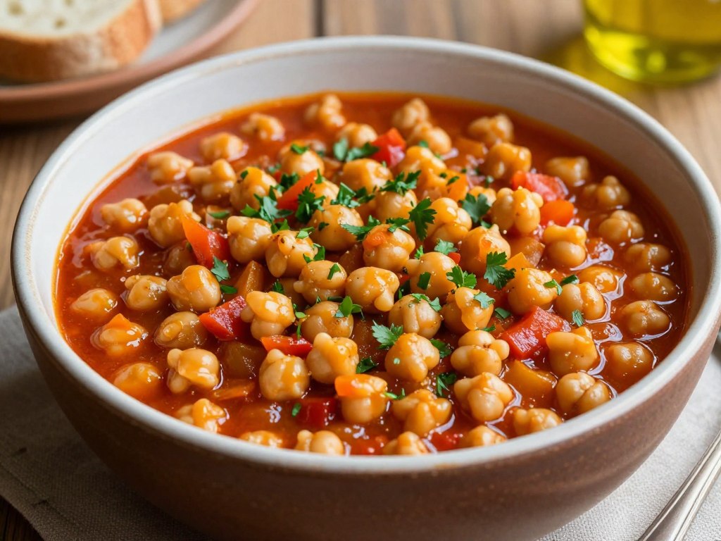 bowl of mediterranean chickpea stew with vegetables for arthritis
