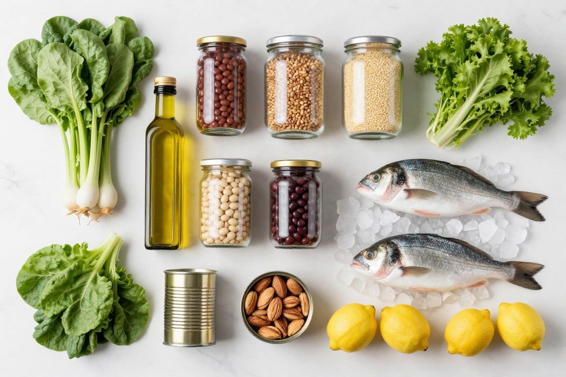 Mediterranean grocery shopping ingredients for preventing afternoon energy slumps