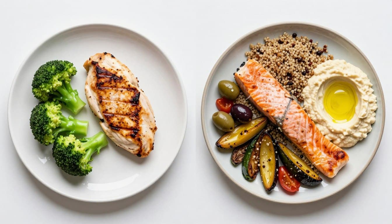 comparison of low-fat diet meal versus Mediterranean diet meal portions