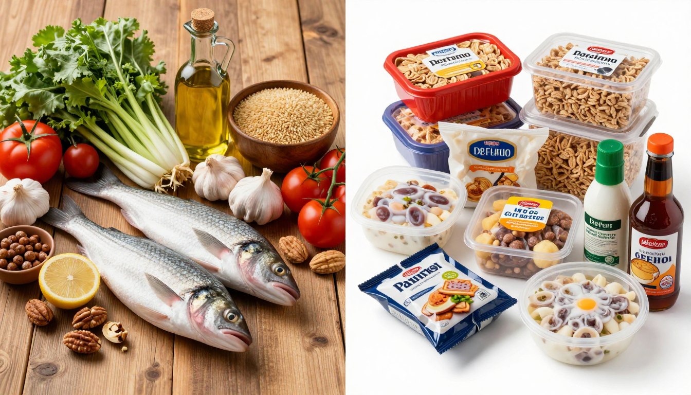 comparison of whole Mediterranean foods versus processed packaged foods