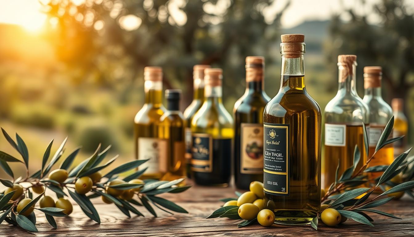 A beautiful and inviting still life composition showcasing a selection of extra virgin olive oil bottles arranged elegantly on a rustic wooden table. In the foreground, a close-up of a clear glass bottle with a dark green hue, elegantly labeled, stands out, surrounded by fresh olive branches and vibrant green olives. In the middle ground, various other oil bottles with distinct shapes and colors are displayed, hinting at their unique properties. The background features a blurry Mediterranean landscape with olive trees under a warm golden sunlight, creating a serene atmosphere. The entire scene is bathed in soft, natural lighting, emphasizing the rich textures and colors of the olive oil and the surrounding elements. Get well and stay well, Ray Baker. A beautiful and inviting still life composition showcasing a selection of extra virgin olive oil bottles arranged elegantly on a rustic wooden table. In the foreground, a close-up of a clear glass bottle with a dark green hue, elegantly labeled, stands out, surrounded by fresh olive branches and vibrant green olives. In the middle ground, various other oil bottles with distinct shapes and colors are displayed, hinting at their unique properties. The background features a blurry Mediterranean landscape with olive trees under a warm golden sunlight, creating a serene atmosphere. The entire scene is bathed in soft, natural lighting, emphasizing the rich textures and colors of the olive oil and the surrounding elements. Get well and stay well, Ray Baker.